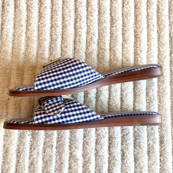 J Crew Gretchen gingham buckle slides / slip-on shoes, Womens size 6, EUC - Picture 5 of 7